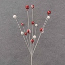 24" RED & WHITE ORNAMENT & GLITTER BALL SPRAY X7