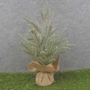 19" MINI FROSTED PINE TREE W/BURLAP BALL BASE