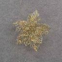 9&quot; GOLD GLITTER POINSETTIA ON CLIP