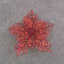 9&quot; RED GLITTER POINSETTIA ON CLIP