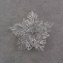 9" SILVER GLITTER POINSETTIA ON CLIP