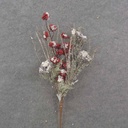 25" BERRY & NEST SPRAY W/SNOW