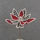 13" BLACK & WHITE PLAID POINSETTIA W/BELLS