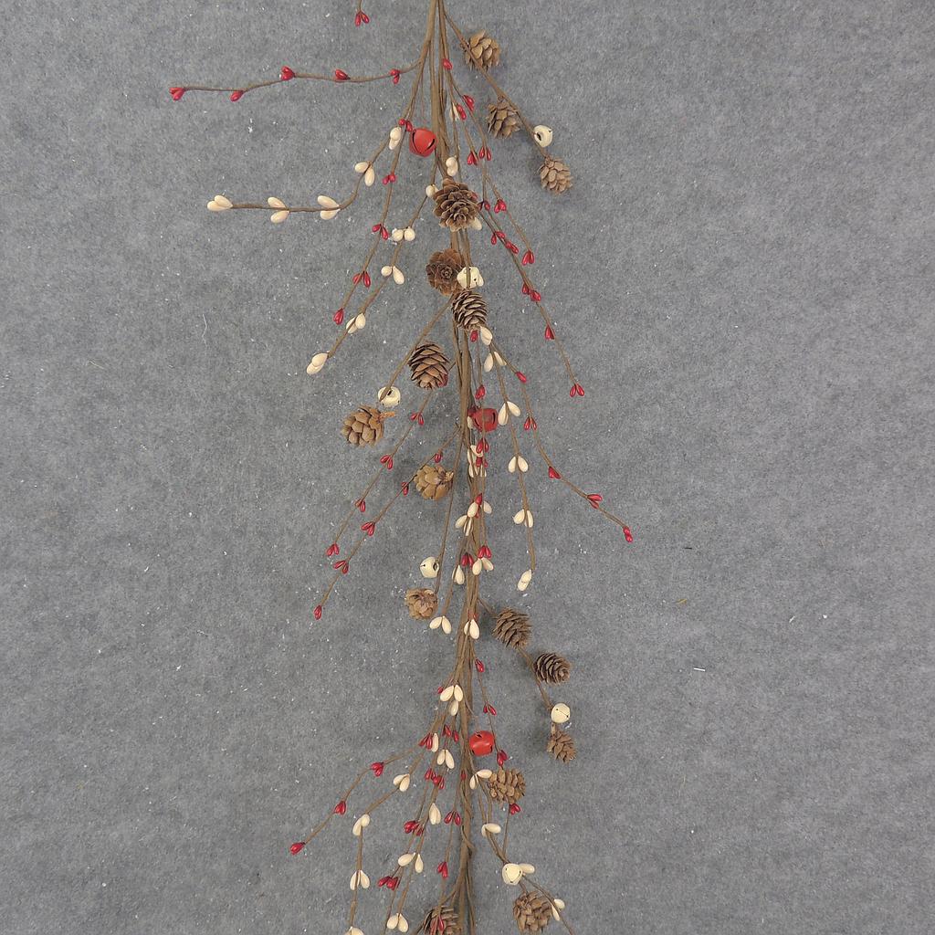 5' PINECONE &amp; PIPBERRY GARLAND RED