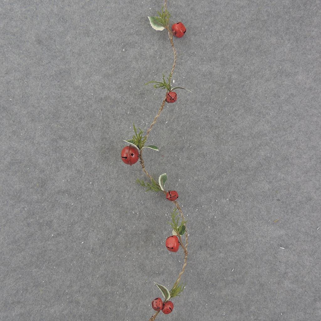 5' RED JINGLE BELL GARLAND W/PINE