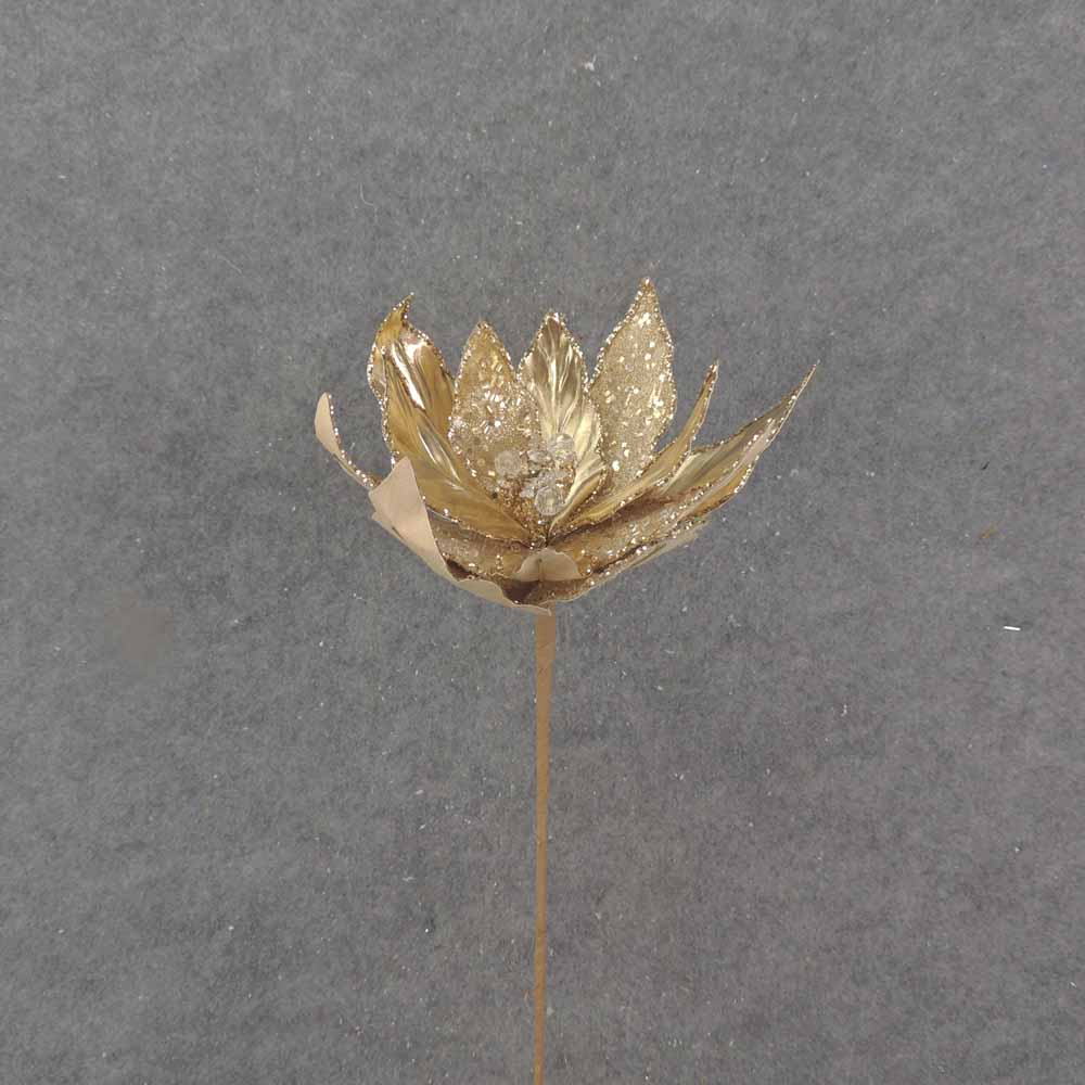 20" METALLIC GOLD POINSETTIA PICK (11"dia)