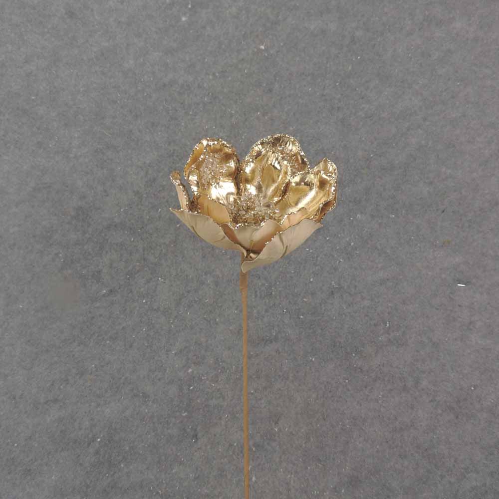 [XA0048] 20" METALLIC GOLD MAGNOLIA BLOOM PICK 