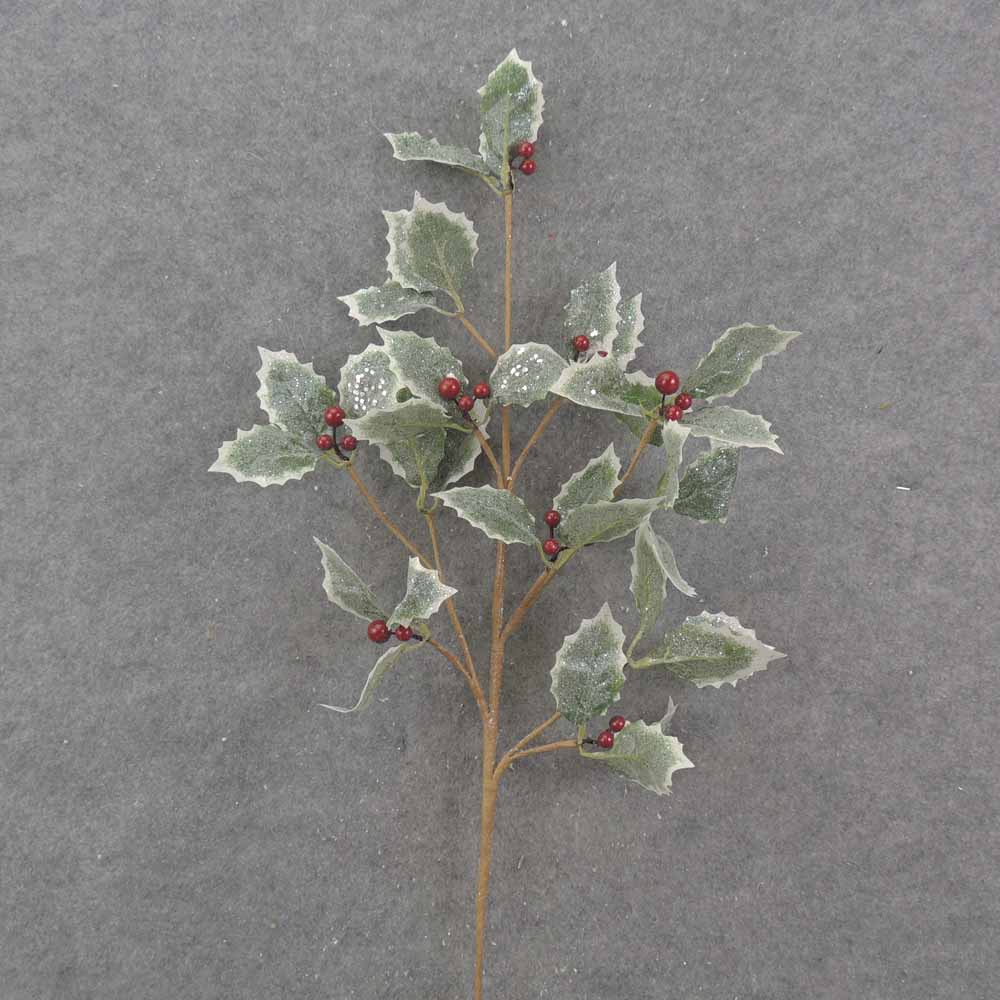 31" HOLLY SPRAY W/BERRIES & FROST