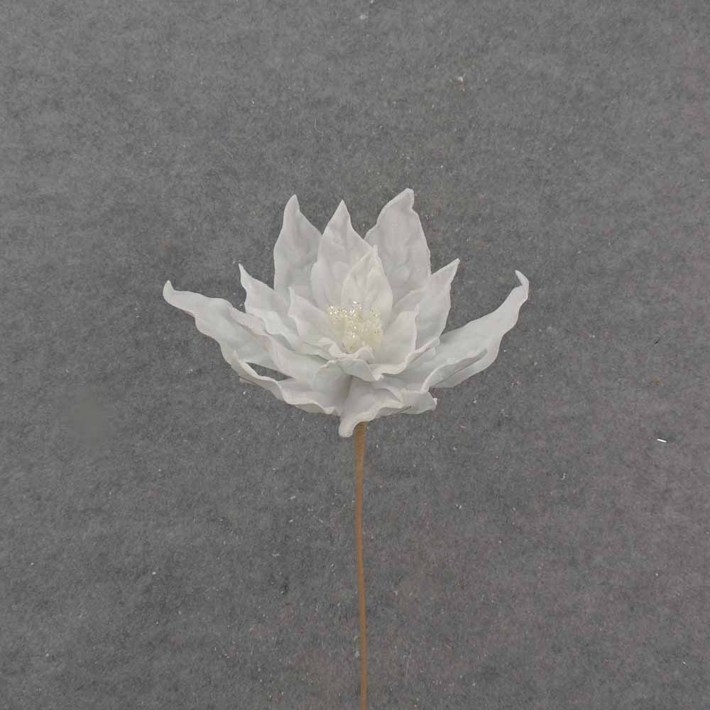 20" WHITE POINSETTIA PICK