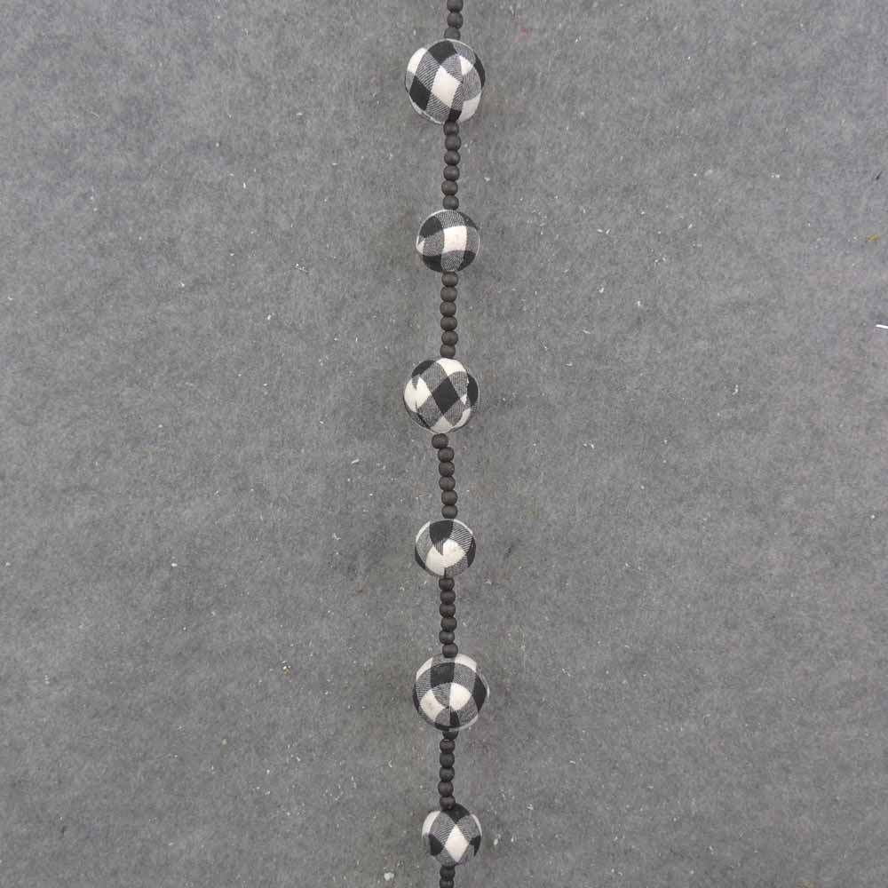 5' WHITE & BLACK PLAID BALL GARLAND