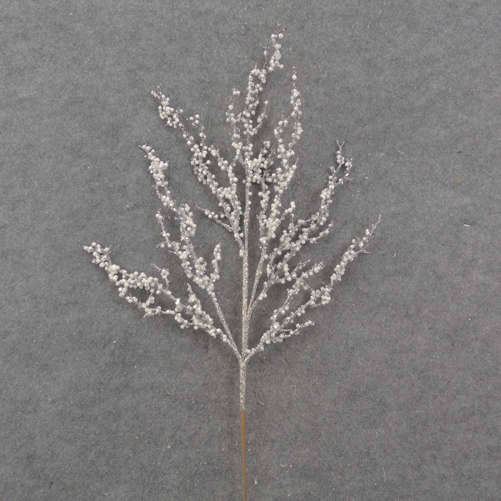 29" WHITE BERRY TWIG SPRAY W/GLITTER