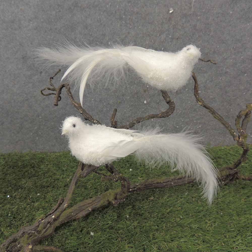 6.5&quot; MUSHROOM DOVE W/FEATHER TAIL FLOCKED W/CLP