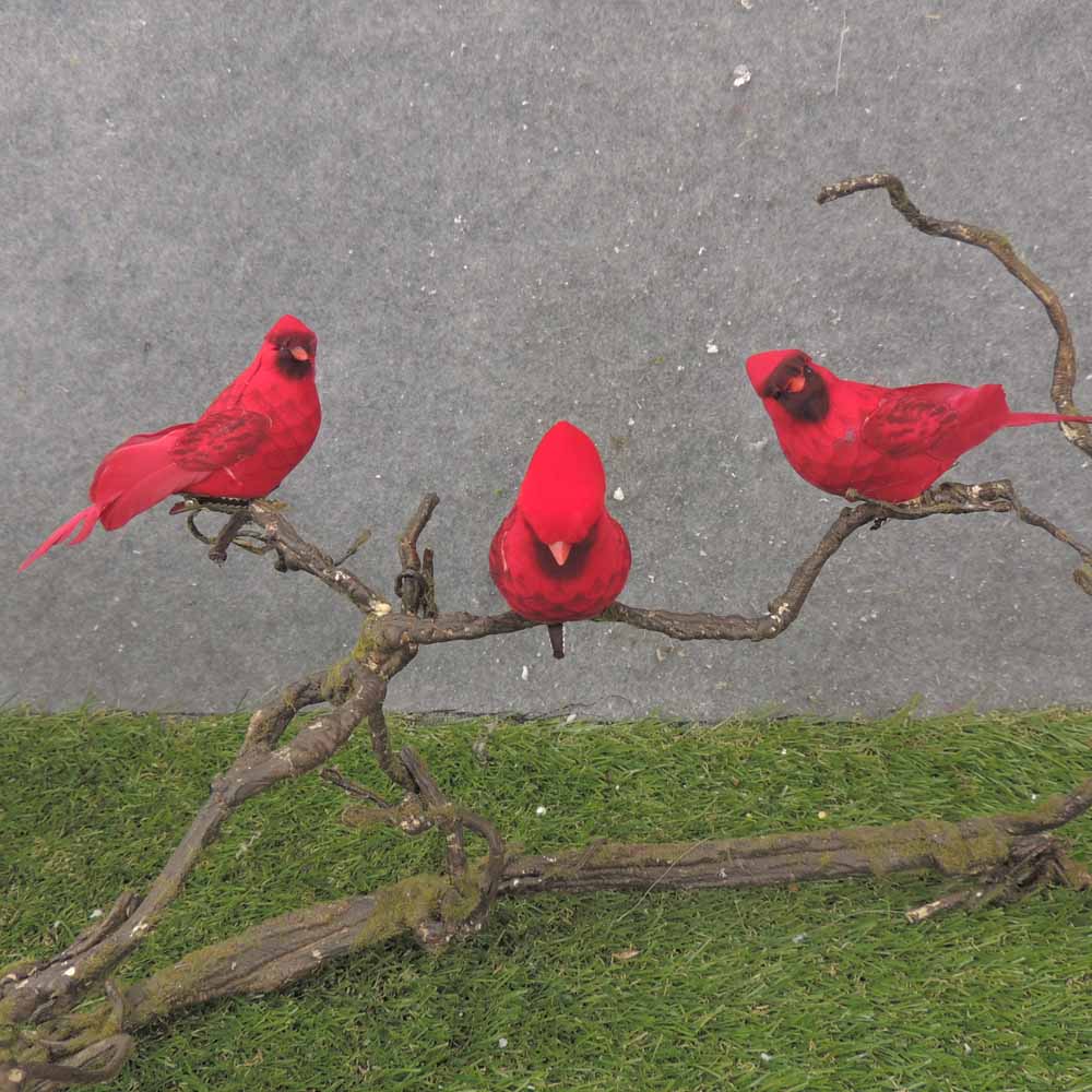 5" MUSHROOM CARDINAL W/FEATHER TAIL W/CLP