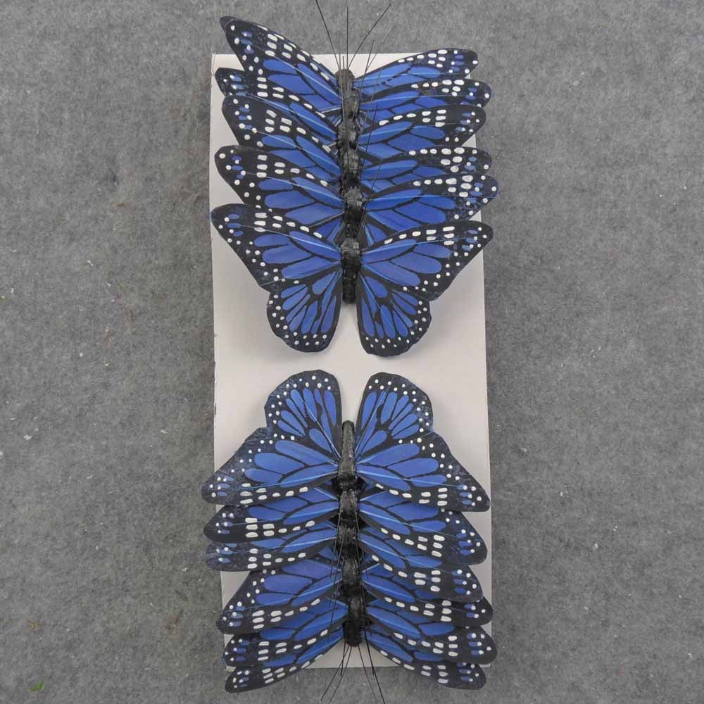 4.75" BLUE MONARCH BUTTERFLY W/WIRE