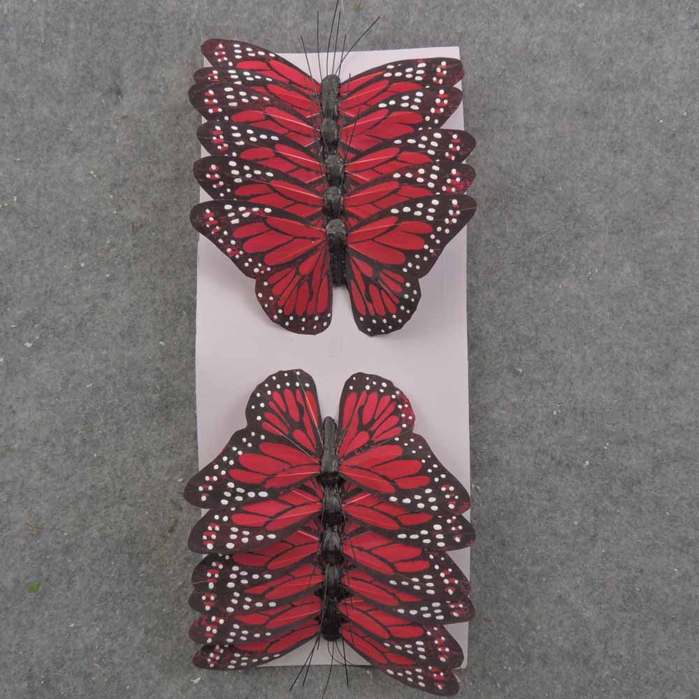 4.75&quot; RED MONARCH BUTTERFLY W/WIRE