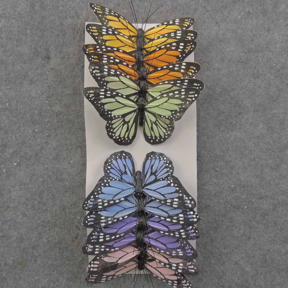 4.75" PASTEL MONARCH BUTTERFLY 6-ASST W/ WIRE