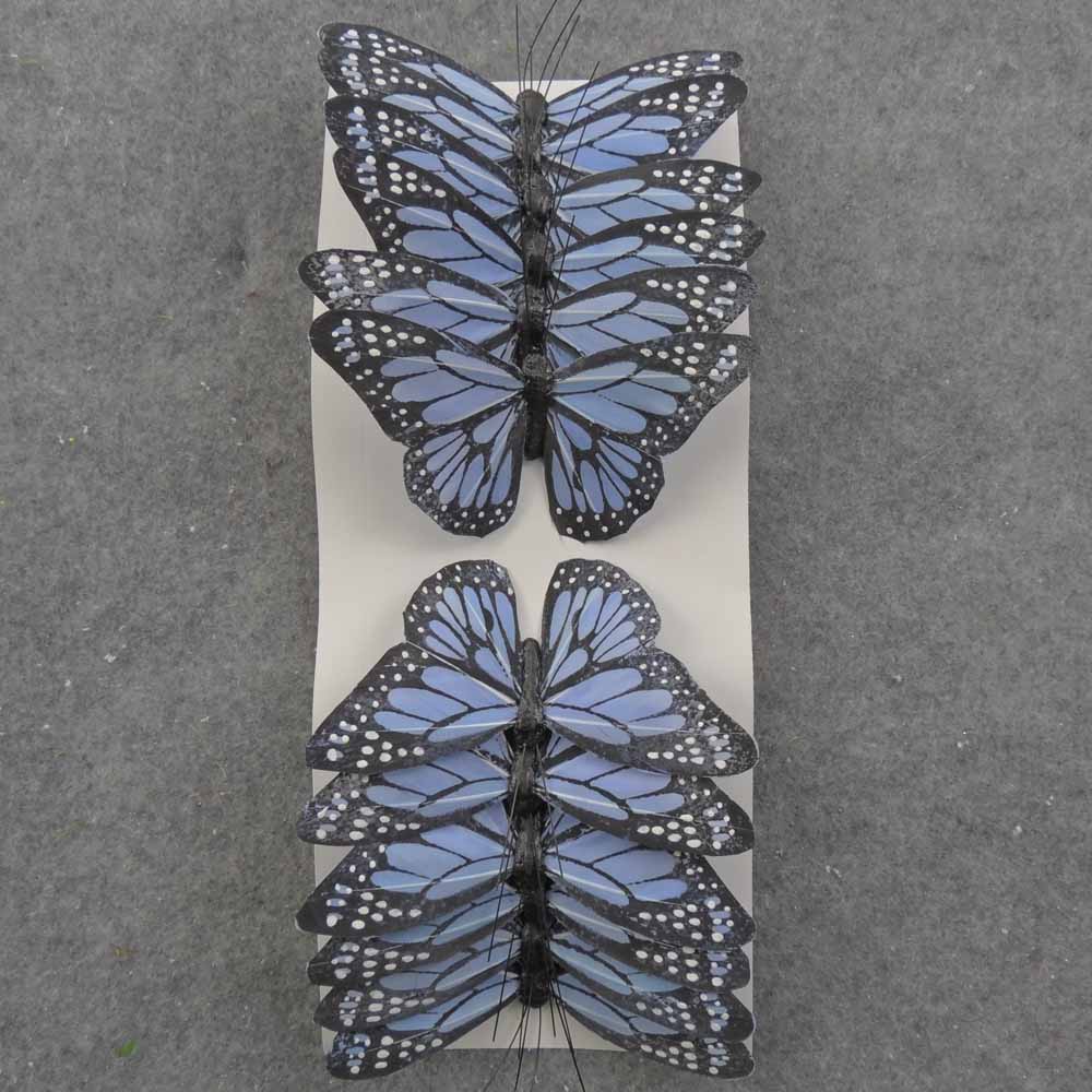 4.75" LIGHT BLUE MONARCH BUTTERFLY W/WIRE