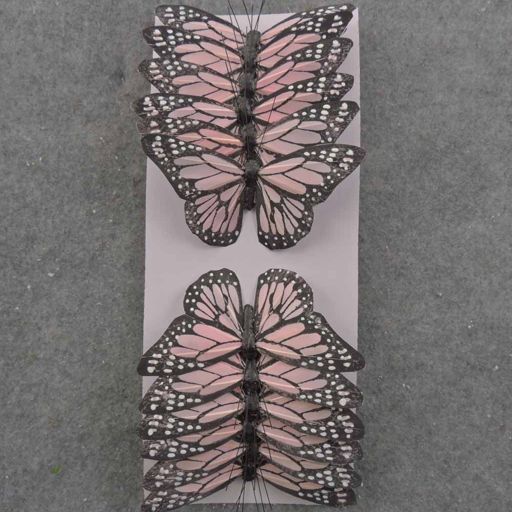 4.75&quot; PINK MONARCH BUTTERFLY W/WIRE