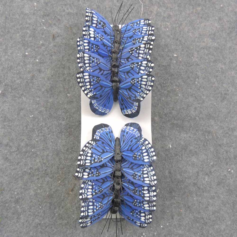 2.5" BLUE MONARCH BUTTERFLY W/WIRE