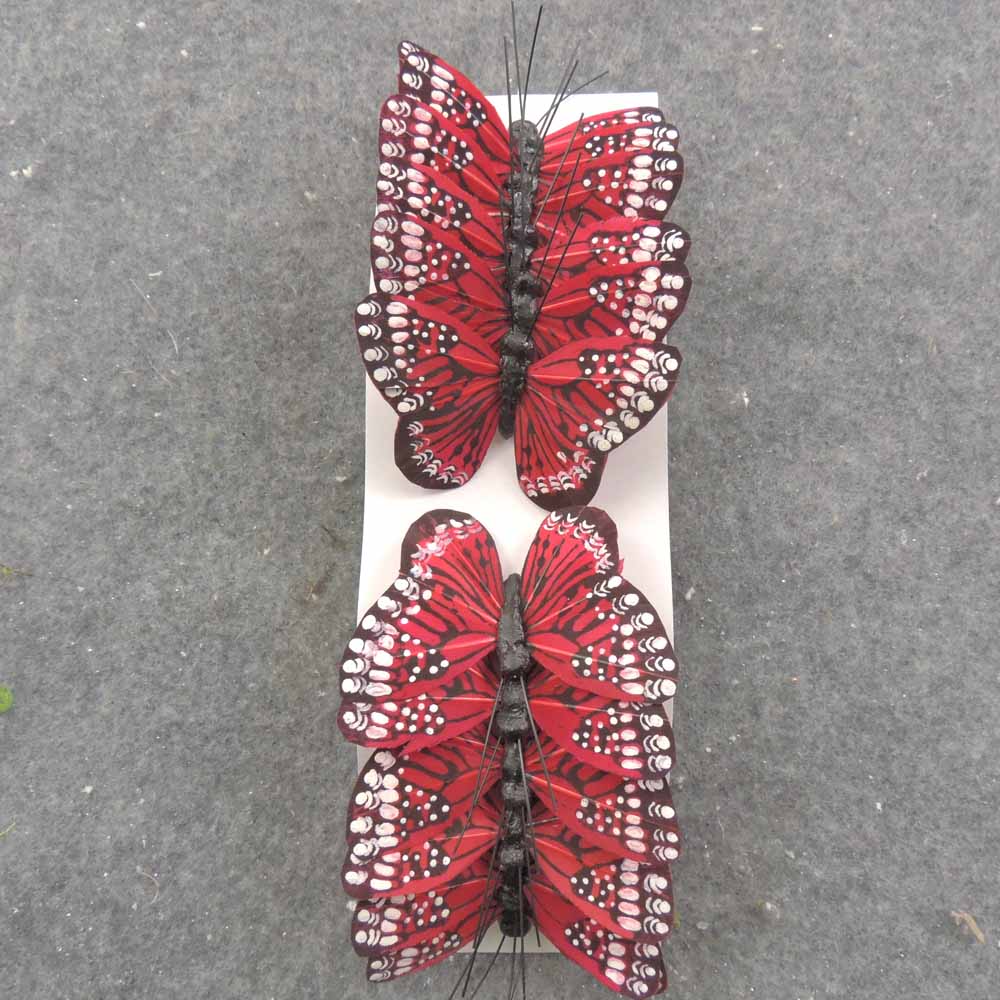 2.5" RED MONARCH BUTTERFLY W/WIRE