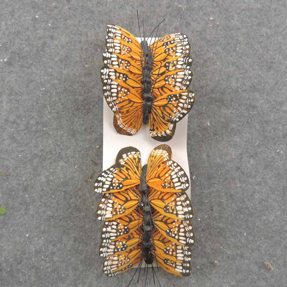 2.5&quot; YELLOW MONARCH BUTTERFLY W/WIRE