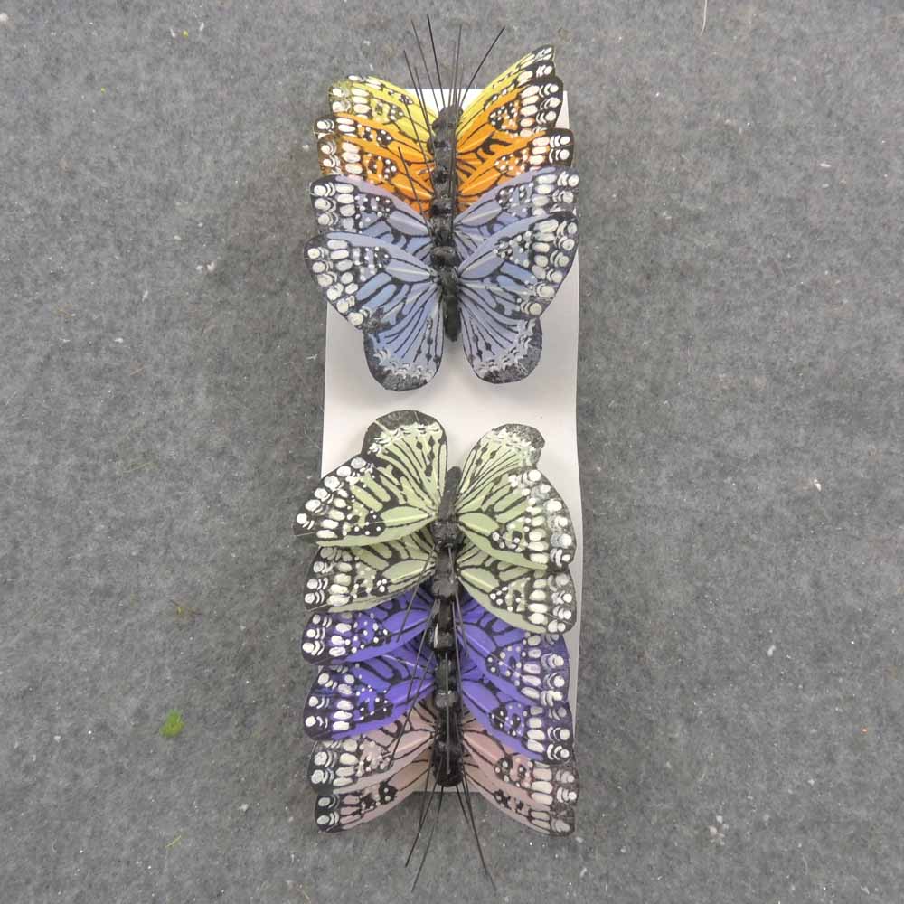 2.5" PASTEL MONARCH BUTTERFLY 6-ASST W/ WIRE