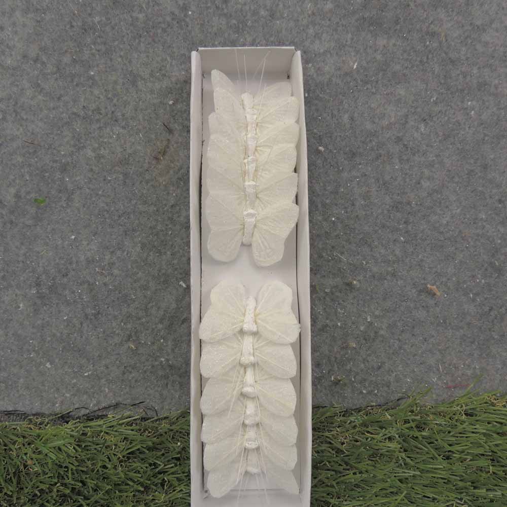 1.5" WHITE MICA BUTTERFLY W/WIRE