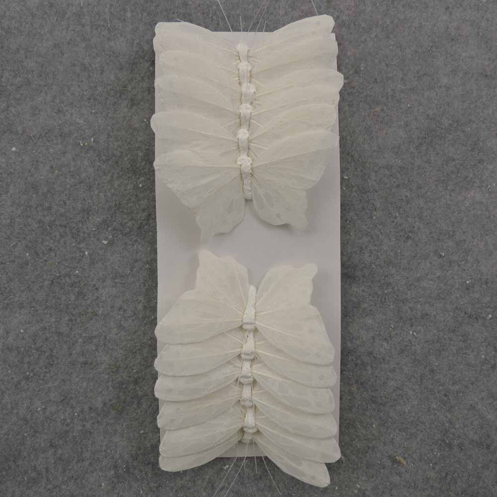 [BN94602MI-DWHT] 4.5" WHITE MICA BUTTERFLY W/WIRE