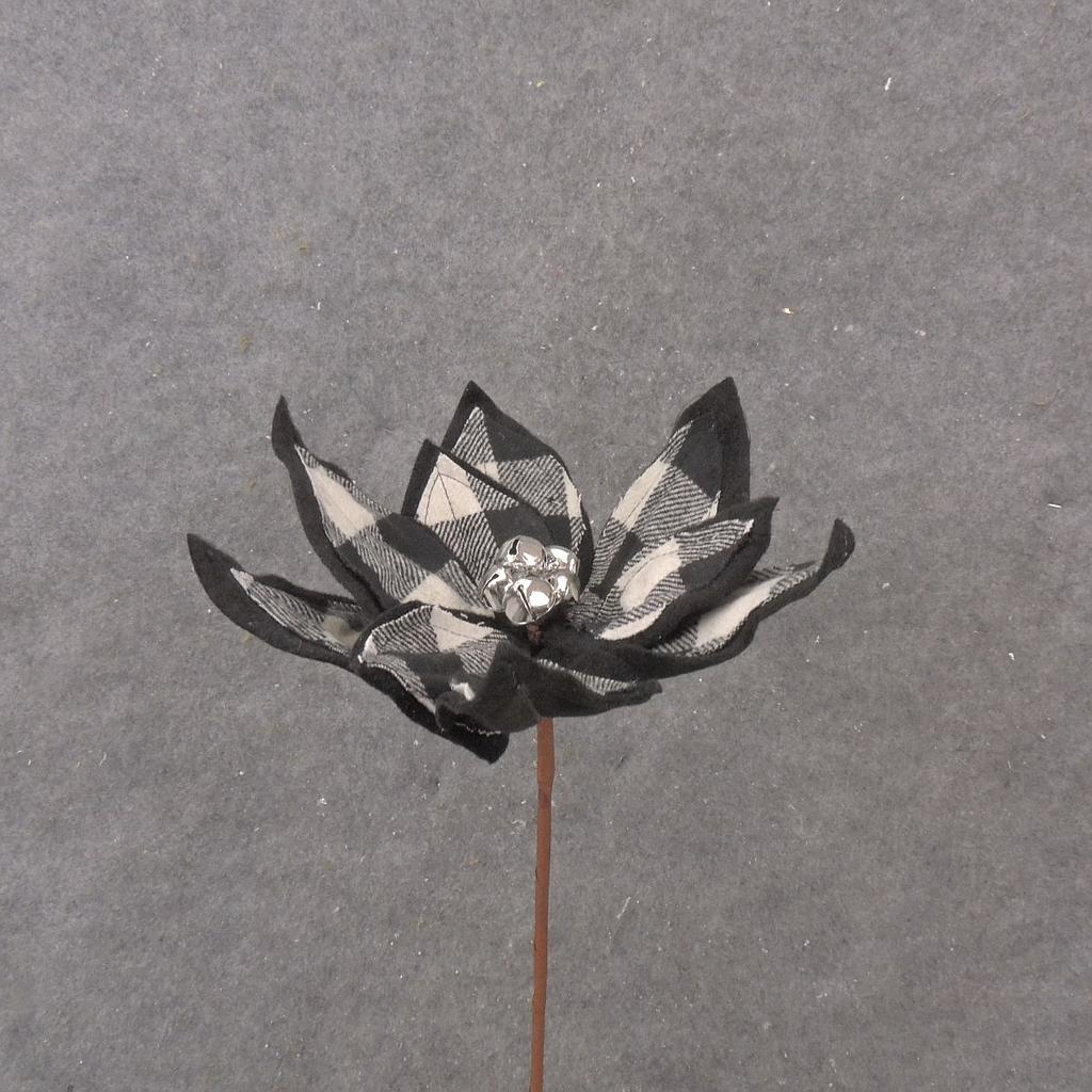 13" POINSETTIA PICK BLACK/WHITE PLAID