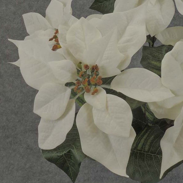 [XE5009-WHT] 10" POINSETTIA PICK DIA. VELVET WHITE