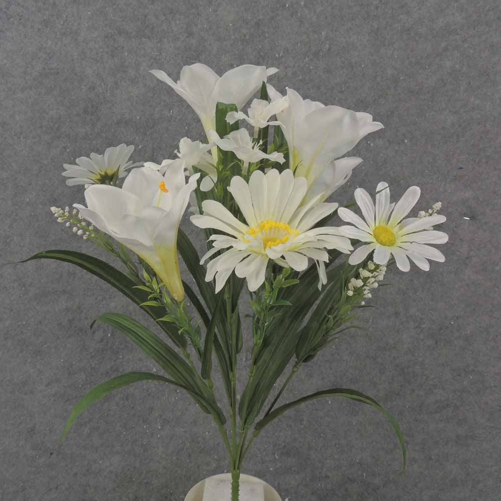 [SB1002-WHT] 20" LILY & DAISY BUSH X10 WHITE