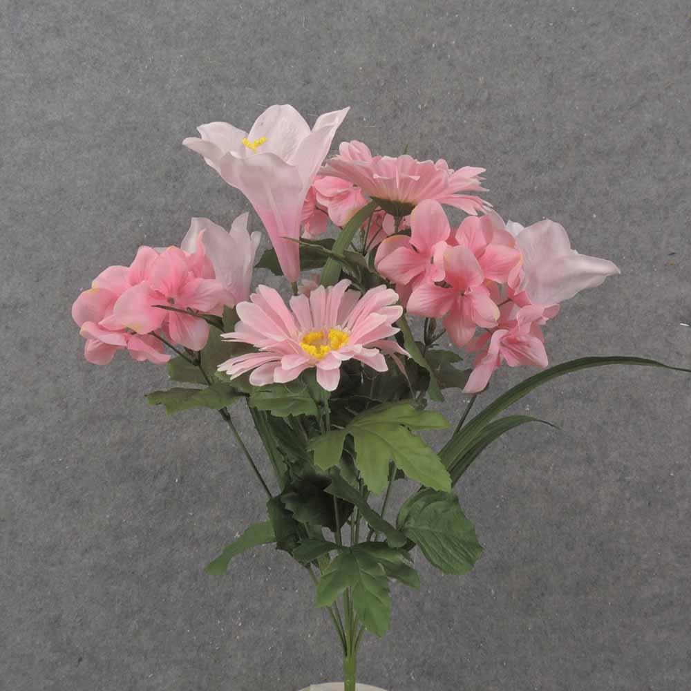 18.5" LILY, HYDRANGEA & DAISY BUSH X9 PINK