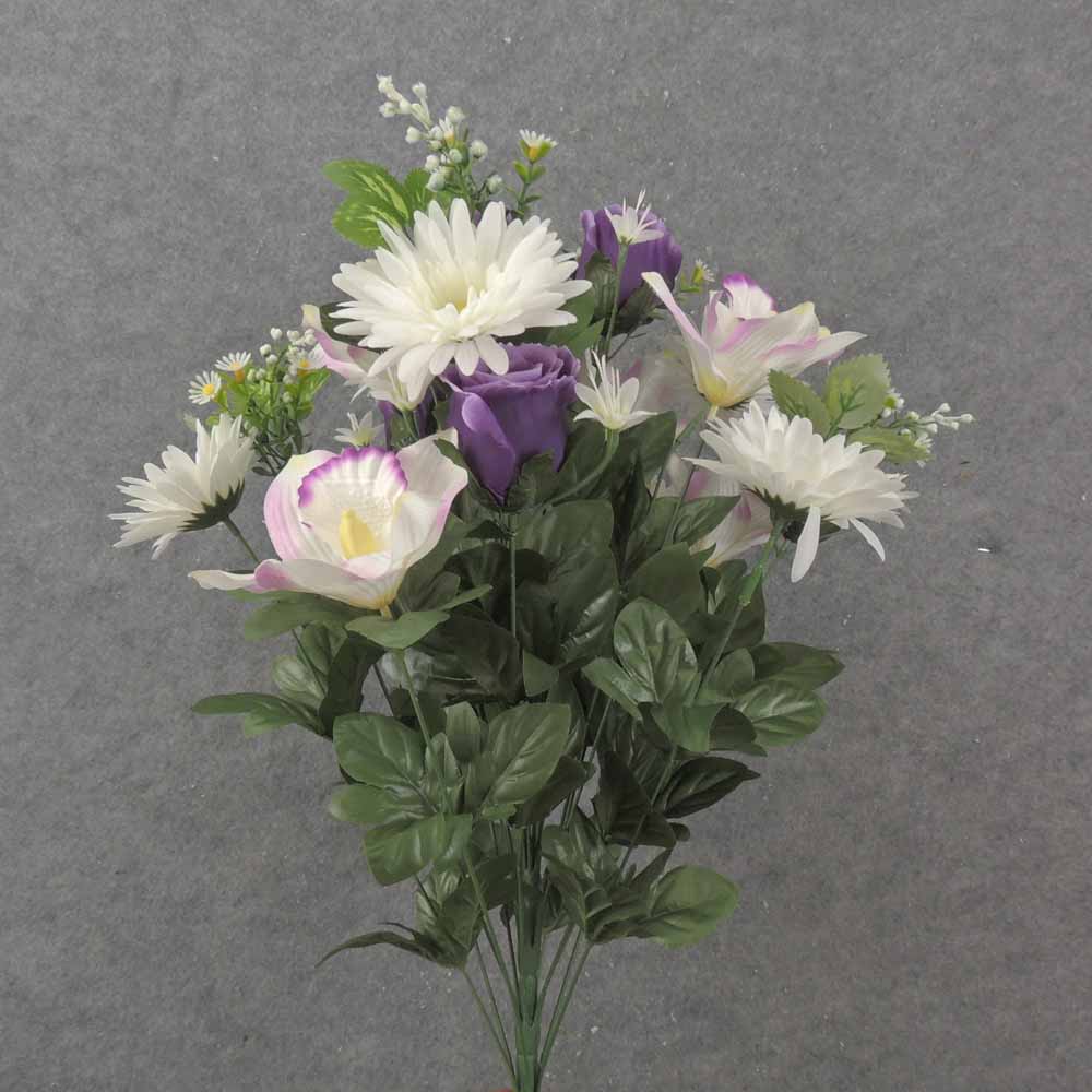 24" ROSE, DAISY & ORCHID MIXED BUSH X24 PURPLE/WHITE