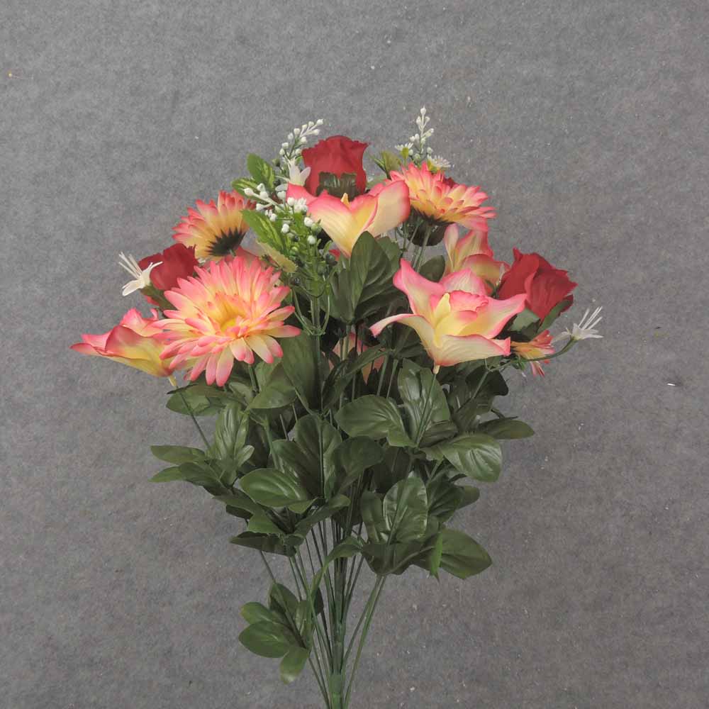 24&quot; ROSE, DAISY &amp; ORCHID MIXED BUSH X24 RED/PINK