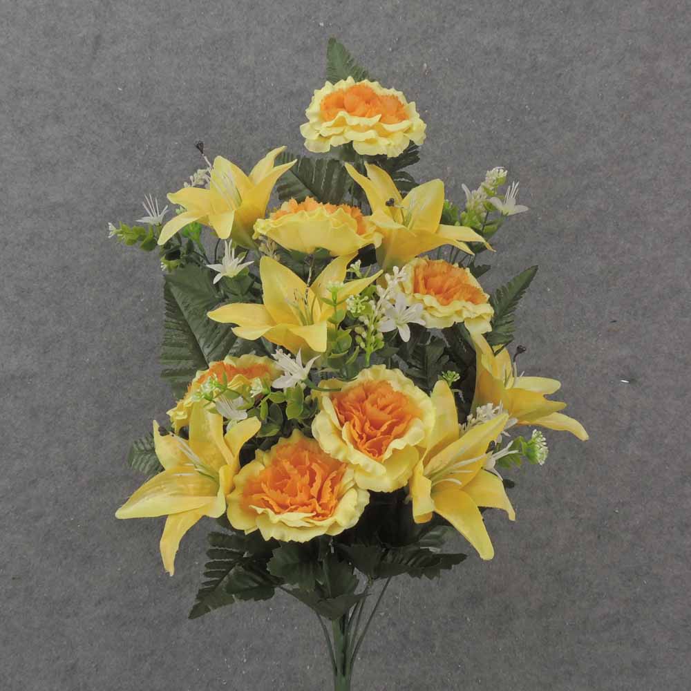 24" CABBAGE ROSE & LILY HALF BUSH X18 YELLOW MIX