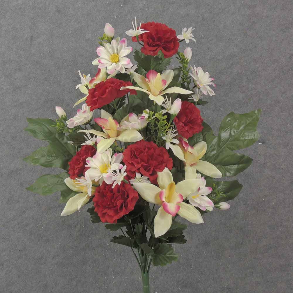 24&quot; CABBAGE ROSE &amp; ORCHID HALF BUSH X18 RED/CREAM/GREEN