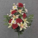 24" CABBAGE ROSE & ORCHID HALF BUSH X18 RED/CREAM/GREEN