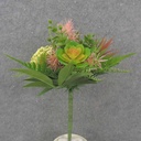 13&quot; FERN, SUCCULENT &amp; EUCALYPTUS WRAPPED BUSH PINK/GREEN