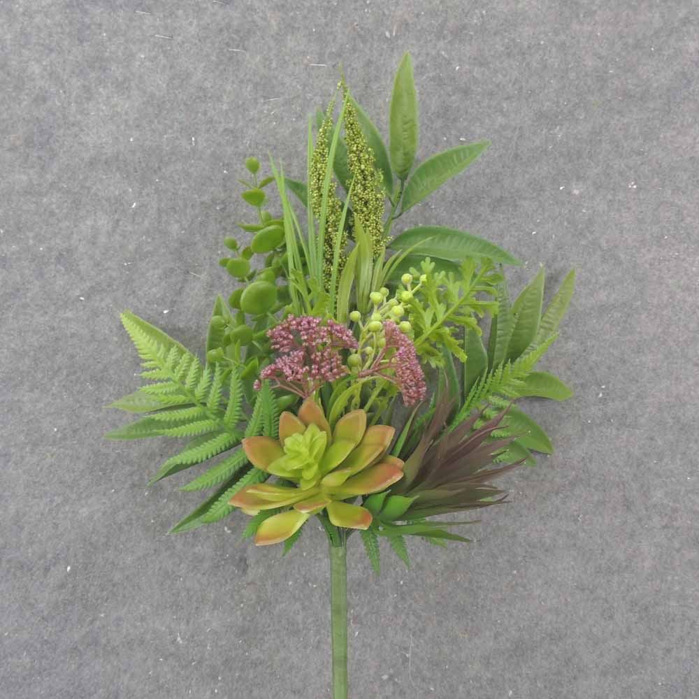 19&quot; SUCCULENT &amp; MIXED FOLIAGE SPRAY BURGUNDY/GREEN