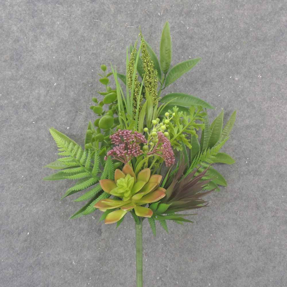 19" SUCCULENT & MIXED FOLIAGE SPRAY BURGUNDY/GREEN