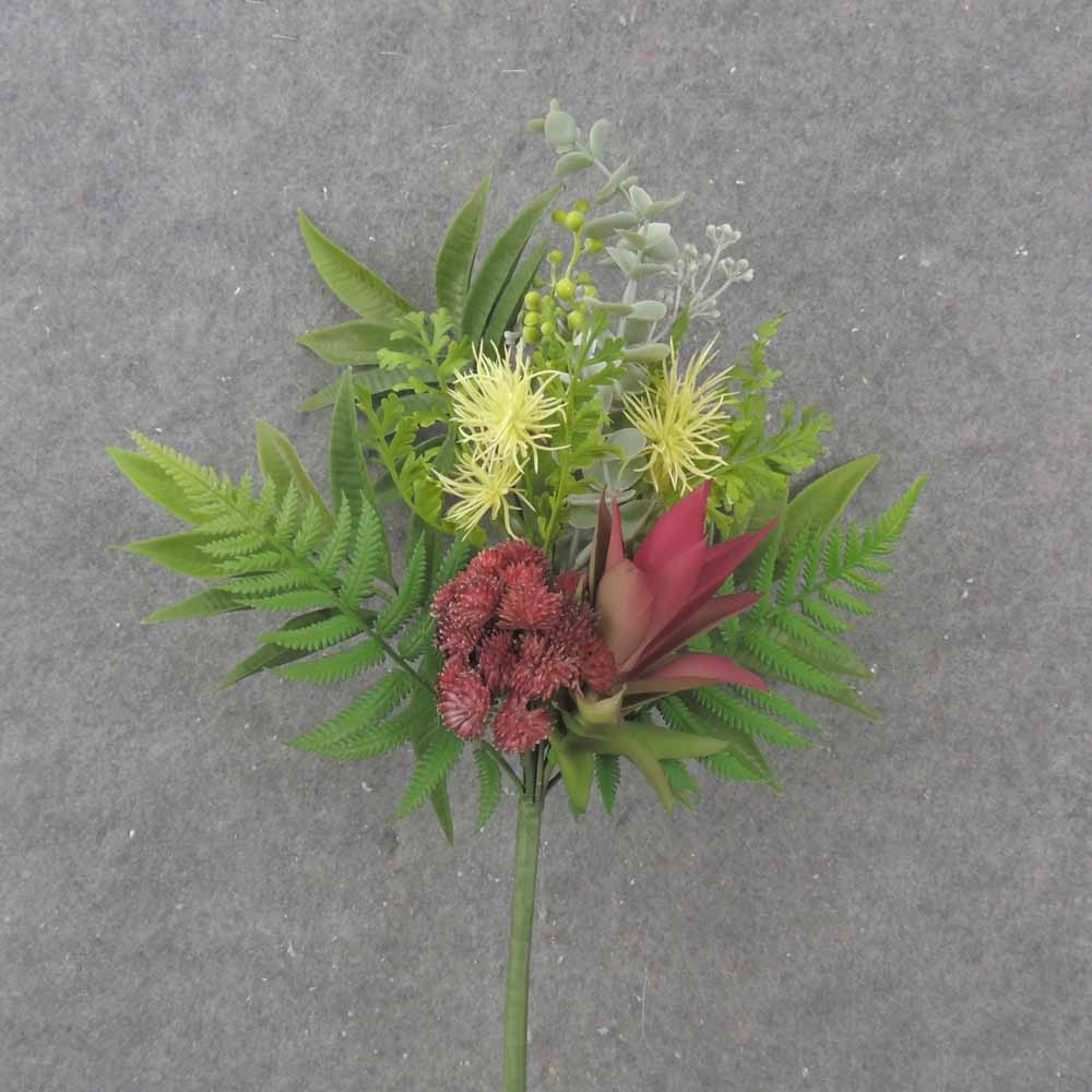 18" SEDUM, BROMELIAD & FOLIAGE SPRAY BURGUNDY/CREAM
