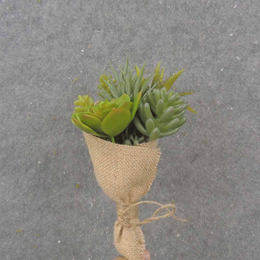 9" MIXED SUCCULENT BOUQUET WITH BURLAP WRAP