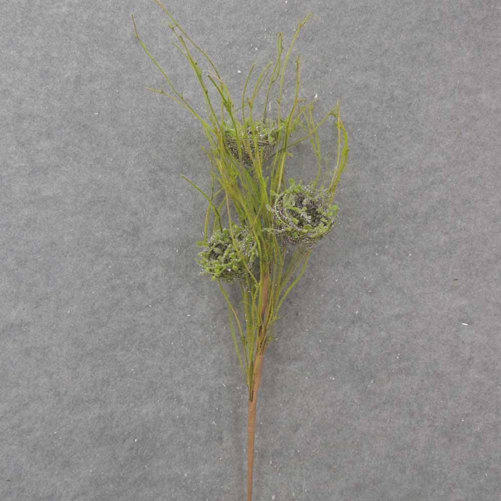 35" TWIG SPRAY W/NESTS X3 MOSS/LAVENDER