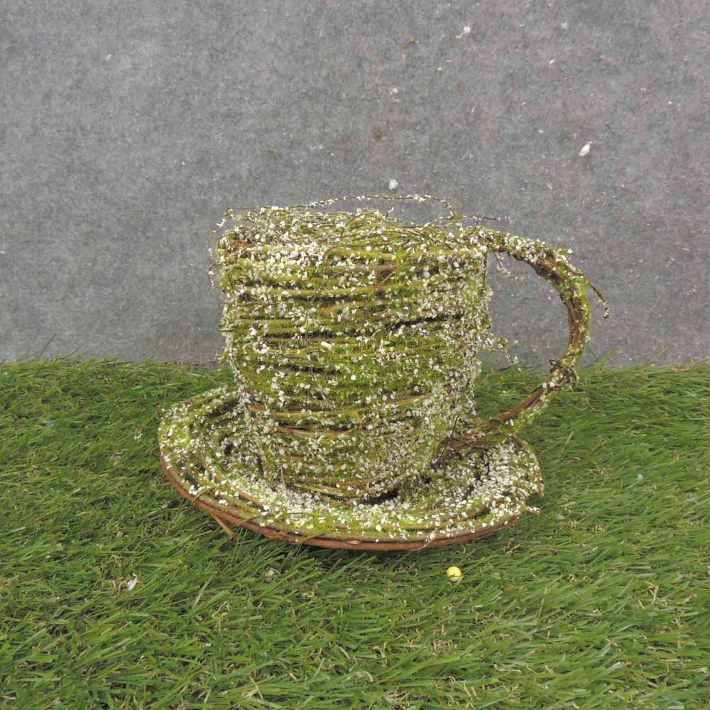 7"x5" MOSS/FROST TWIG TEA CUP