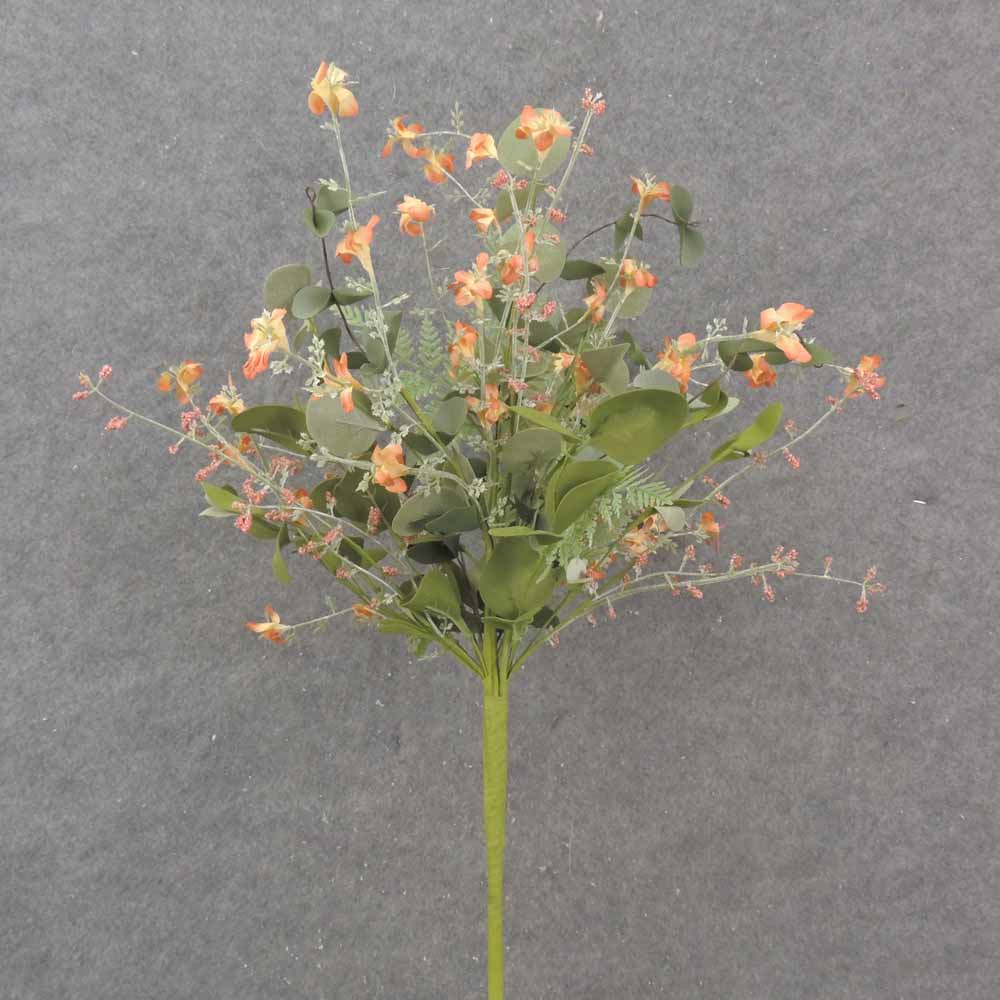 [SA1022-ORG] 21" EUCALYPTUS, FERN & BLOSSOM BUSH ORANGE