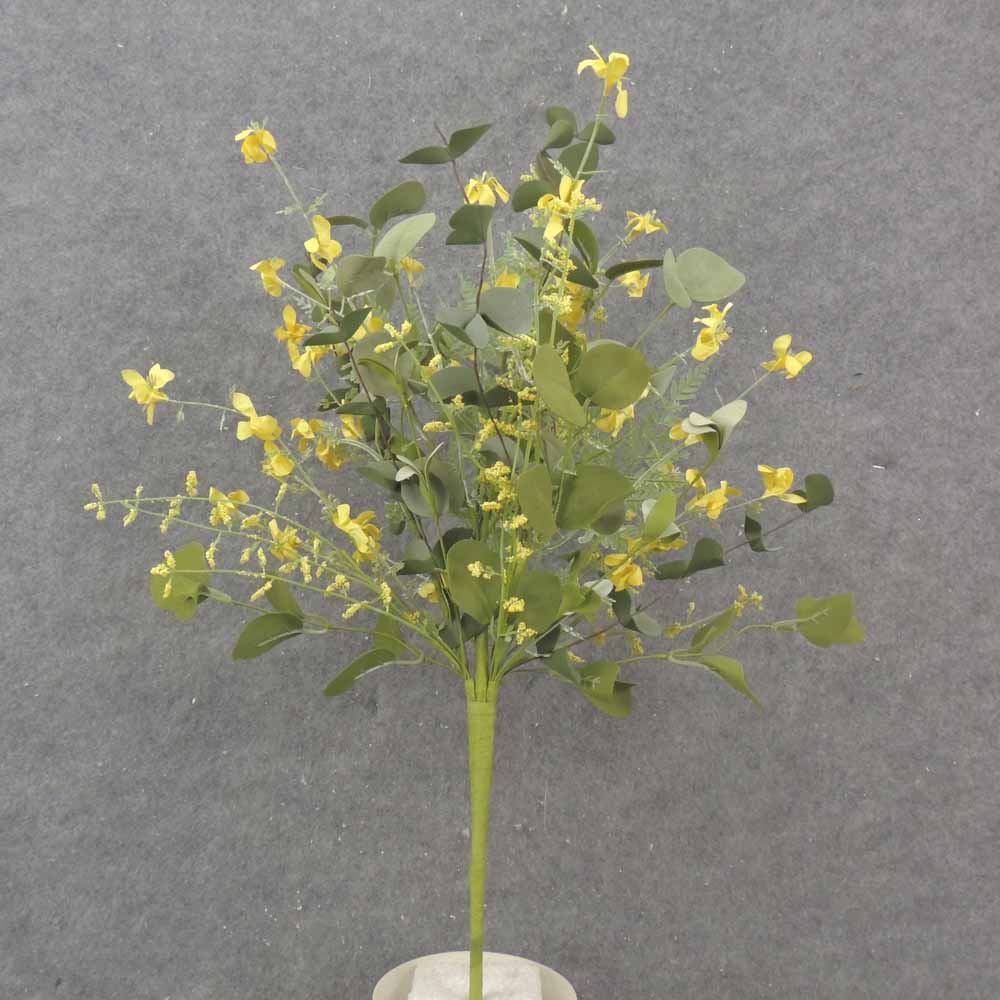 21&quot; EUCALYPTUS, FERN &amp; BLOSSOM BUSH YELLOW