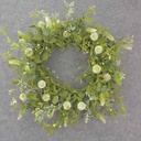 18" EUCALYPTUS, THISTLE & FOLIAGE WREATH CREAM