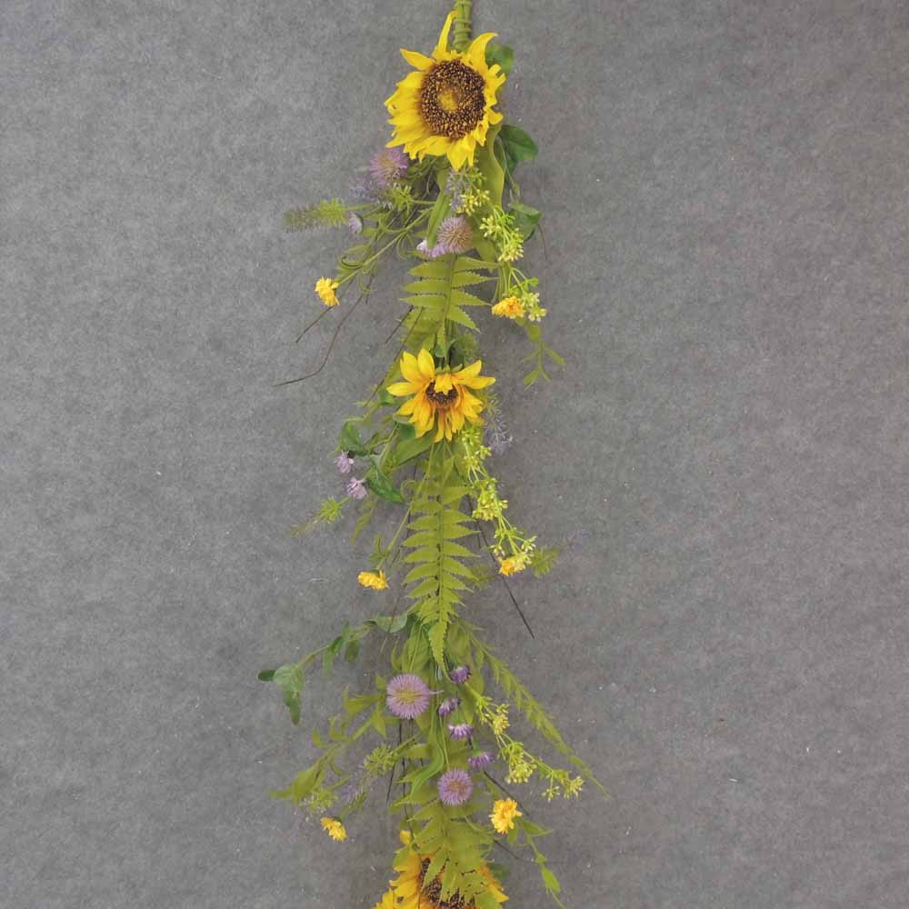 [SA1027] 4' SUNFLOWER, FERN & THISTLE GARLAND