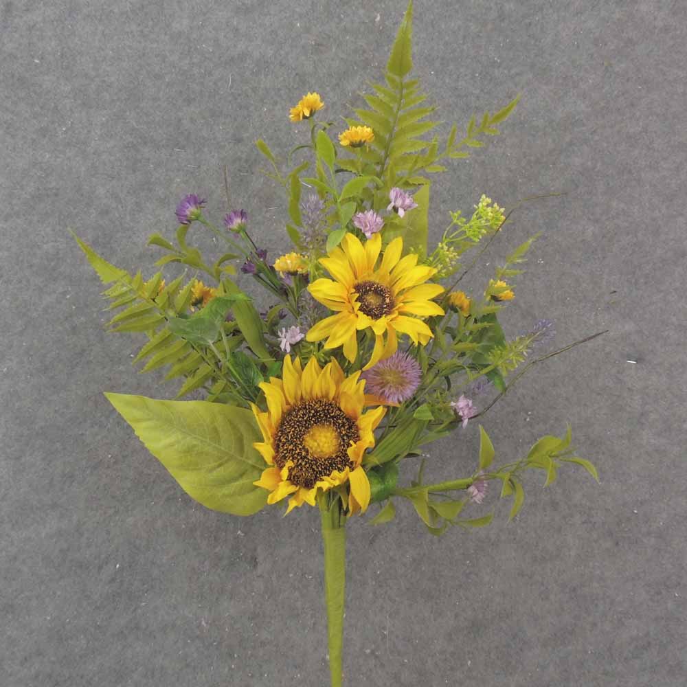 [SA1028] 22" SUNFLOWER, FERN & THISTLE MIXED BUSH