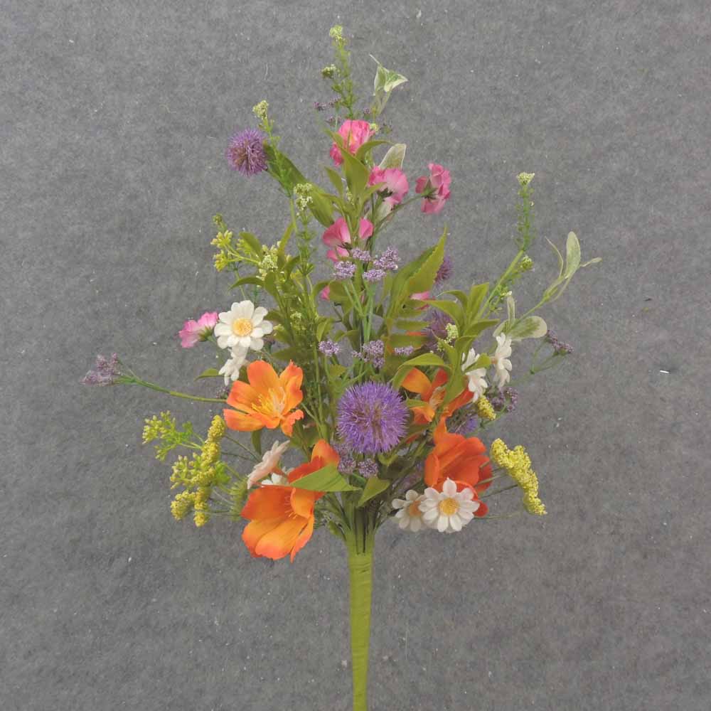 22" DAISY, THISTLE & MIXED FOLIAGE BUSH ORANGE/PINK